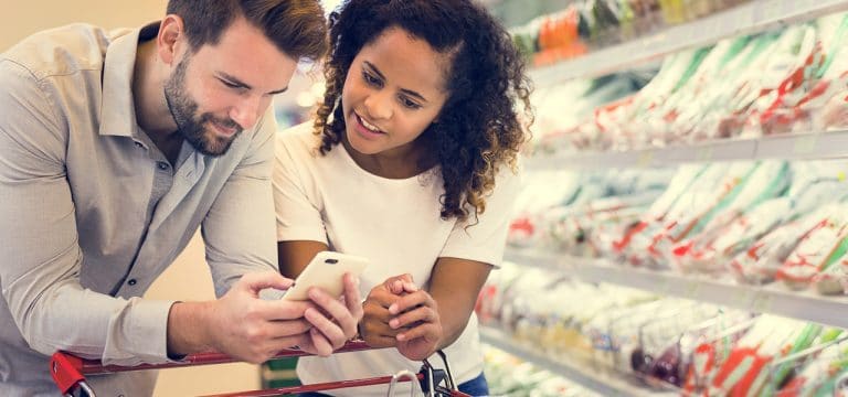 Couple shopping together at a supermarket